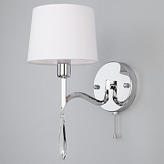 Бра Eurosvet Madera 10127/1 хром/прозрачный хрусталь Strotskis (10093/1) цвет плафона/подвески Белый, Прозрачный, цвет арматуры Хром