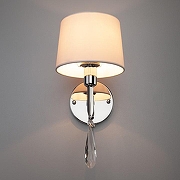 Бра Eurosvet Madera 10127/1 хром/прозрачный хрусталь Strotskis (10093/1) цвет плафона/подвески Белый, Прозрачный, цвет арматуры Хром-1