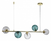 Подвесной светильник Indigo Selva 11032/5PL Gold цвет плафона/подвески Зеленый, Прозрачный, цвет арматуры Золото-1