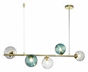 Подвесной светильник Indigo Selva 11032/5PL Gold цвет плафона/подвески Зеленый, Прозрачный, цвет арматуры Золото-2