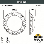 Накладной светильник Fumagalli Rita 1T3.000.000.WYE27 цвет плафона/подвески Белый, цвет арматуры Белый-2