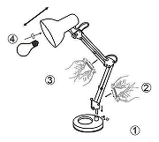 Настольная лампа офисная Globo Famous 24880 цвет плафона/подвески Черный, цвет арматуры Черный-1