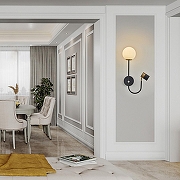 Бра с подсветкой Arte Milano Ferrara-71040 274802/1+1B BK/GD цвет золото, черный-3