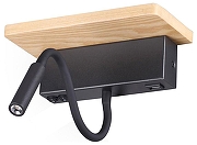Бра с полкой Odeon Light Woody 3868/8WL цвет плафона/подвески Черный, цвет арматуры Коричневый, Черный