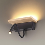 Бра с полкой Odeon Light Woody 3868/8WL цвет плафона/подвески Черный, цвет арматуры Коричневый, Черный-3