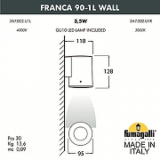 Светильник на штанге Fumagalli Franca 90 3A7.002.000.LXU1L цвет плафона/подвески Серый, цвет арматуры Серый-5