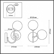 Бра Lumion Candice 4555/2W цвет плафона/подвески Прозрачный, цвет арматуры Латунь-2