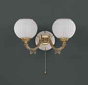 Бра Reccagni Angelo 8860 A 8860/2 цвет плафона/подвески Белый, цвет арматуры Латунь