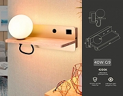 Бра с полкой Ambrella Light FW FW520 цвет плафона/подвески Белый, цвет арматуры Коричневый-1