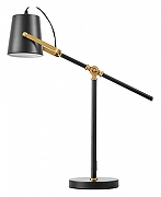 Настольная лампа офисная LUMINA DECO FELA LDT 7733-1 BK+MD цвет плафона/подвески Черный, цвет арматуры Латунь, Черный