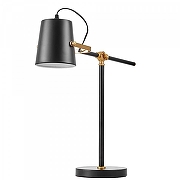 Настольная лампа офисная LUMINA DECO FELA LDT 7733-1 BK+MD цвет плафона/подвески Черный, цвет арматуры Латунь, Черный-2