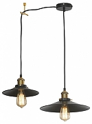 Подвесной светильник Lussole New York LSP-9601-2L цвет плафона/подвески Черный, цвет арматуры Бронза, Черный