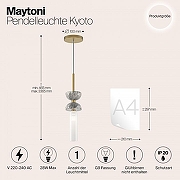Подвесной светильник Maytoni Kyoto MOD178PL-01GR цвет плафона/подвески Белый, цвет арматуры Золото, Серый-5