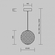 Подвесной светильник Maytoni Bruma MOD397PL-L12B3K цвет плафона/подвески Светло-серый, цвет арматуры Черный-12