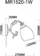 Бра MyFar Biene MR1520-1W цвет плафона/подвески Белый, цвет арматуры Бронза-5