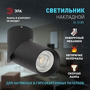 Накладной светильник Эра OL18 BK Б0054385 цвет плафона/подвески Черный, цвет арматуры Черный-1