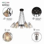 Подвесной светильник Rivoli Cathy Б0055516 цвет плафона/подвески Тонированный, цвет арматуры Латунь, Черный-2