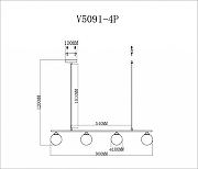 Светильник на штанге Moderli Lingdal V5091-4P цвет плафона/подвески Белый, цвет арматуры Черный-1