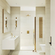 Душевая дверь Maybah Glass MGD-1670-3 700х1980 на монопетле Золото стекло прозрачное-1