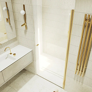 Душевая дверь Maybah Glass MGD-1670-3 700х1980 на монопетле Золото стекло прозрачное-3