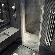 Душевая дверь Maybah Glass MGD-1670-5 700х1980 на монопетле Хром матовый стекло прозрачное-1