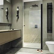 Душевая дверь Maybah Glass MGD-1670-6 700х1980 на монопетле Черный стекло прозрачное