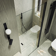 Душевая дверь Maybah Glass MGD-1670-6 700х1980 на монопетле Черный стекло прозрачное-1