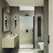 Душевая дверь Maybah Glass MGD-1670-6 700х1980 на монопетле Черный стекло прозрачное-4