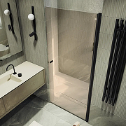 Душевая дверь Maybah Glass MGD-1674-6 700х1980 на монопетле Черный стекло бронзовое-1