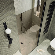 Душевая дверь Maybah Glass MGD-1674-6 700х1980 на монопетле Черный стекло бронзовое-3