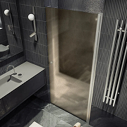 Душевая дверь Maybah Glass MGD-1675-5 700х1980 на монопетле Хром матовый стекло бронзовое матовое-1