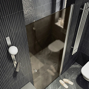 Душевая дверь Maybah Glass MGD-1675-5 700х1980 на монопетле Хром матовый стекло бронзовое матовое-3