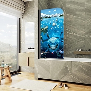 Шторка для ванны Maybah Glass MGV-928-ФП005-6 600х1400 поворотная профиль Черный стекло с рисунком