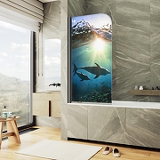 Шторка для ванны Maybah Glass MGV-928-ФП004-6 600х1400 поворотная профиль Черный стекло с рисунком
