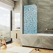 Шторка для ванны Maybah Glass MGV-928-ФП011-6 600х1400 поворотная профиль Черный стекло с рисунком