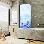 Шторка для ванны Maybah Glass MGV-928-ФП012-6 600х1400 поворотная профиль Черный стекло с рисунком