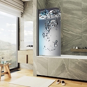 Шторка для ванны Maybah Glass MGV-929-ФП010-6 700х1400 поворотная профиль Черный стекло с рисунком