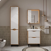 Шкаф пенал Volna Barney 40 pnBARNEY40-04 с бельевой корзиной цвет Белый Дуб гудзон-2