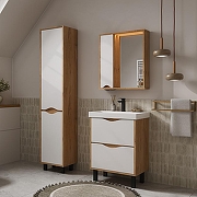 Шкаф пенал Volna Barney 40 pnBARNEY40-04 с бельевой корзиной цвет Белый Дуб гудзон-3