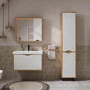 Шкаф пенал Volna Barney 40 pnBARNEY40-04 с бельевой корзиной цвет Белый Дуб гудзон-5