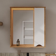 Зеркало со шкафом Volna Barney 60 R zsBARNEY60.R-04 с подсветкой цвет Белый Дуб гудзон-2