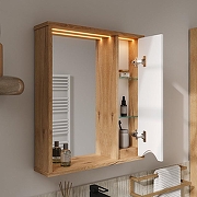 Зеркало со шкафом Volna Barney 60 R zsBARNEY60.R-04 с подсветкой цвет Белый Дуб гудзон-4