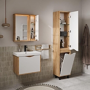 Зеркало со шкафом Volna Barney 60 R zsBARNEY60.R-04 с подсветкой цвет Белый Дуб гудзон-8