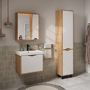 Зеркало со шкафом Volna Barney 60 R zsBARNEY60.R-04 с подсветкой цвет Белый Дуб гудзон-7