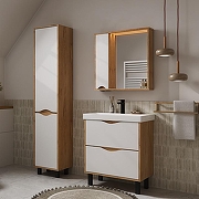 Зеркало со шкафом Volna Barney 70 L zsBARNEY70.L-04 с подсветкой цвет Белый Дуб гудзон-7