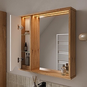 Зеркало со шкафом Volna Barney 70 L zsBARNEY70.L-04 с подсветкой цвет Белый Дуб гудзон-4