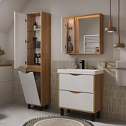 Зеркало со шкафом Volna Barney 70 L zsBARNEY70.L-04 с подсветкой цвет Белый Дуб гудзон-8