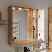 Зеркало со шкафом Volna Barney 70 R zsBARNEY70.R-04 с подсветкой цвет Белый Дуб гудзон-4