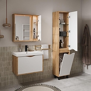 Зеркало со шкафом Volna Barney 70 R zsBARNEY70.R-04 с подсветкой цвет Белый Дуб гудзон-8