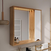 Зеркало со шкафом Volna Barney 70 R zsBARNEY70.R-04 с подсветкой цвет Белый Дуб гудзон-3